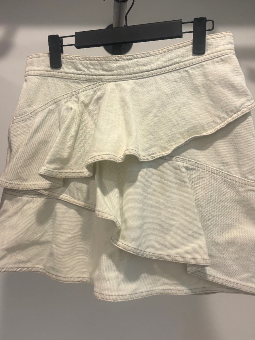 Isabelle Etoile Marant White Jean skirt with ruffles, Size 38